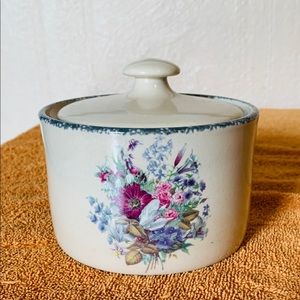 Home and Garden Party floral container with lid.